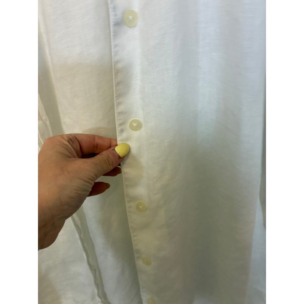 Liz Sport 100% Linen Relaxed Buttoned 3/4 Sleeve Shirt SZ L Casual Coastal Top - Picture 3 of 5
